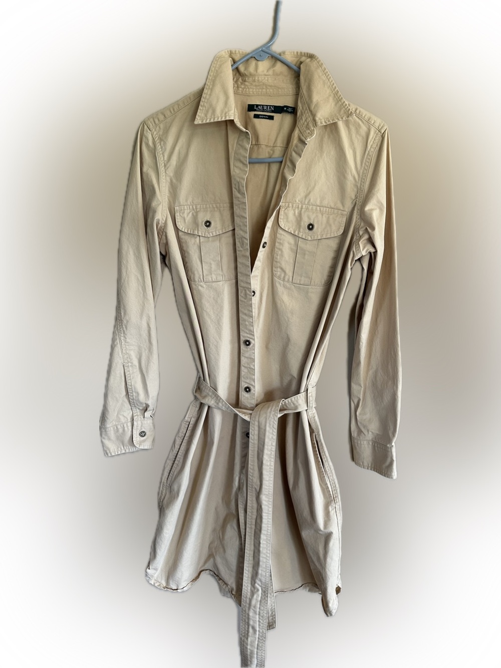 Lauren Ralph Lauren Cream Lightweight Trench Shirt Dress
